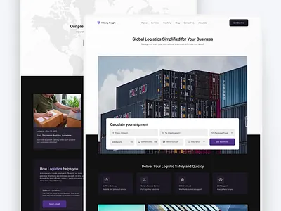 Logistics Web Design Landing Page animation b2b ecommerce graphic design landing page motion graphics production saas startup ui ux