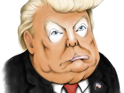 Donald Trump caricature caricature cartoon donald trump exaggerrated funny leader loose portrait president sketchy usa