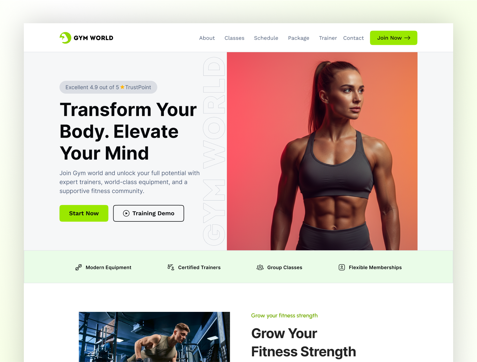 GYM WORLD – Fitness Website Design blog design blog page design branding clean design design trends dribbble best shot figma fitness branding fitness web design fitness website gym web design gym website health and wellness homepage design modern ui ui uiux uiux design website wordpress
