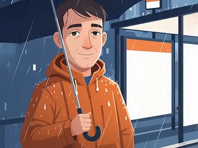 Waiting in the Rain — a cinematic motion illustration creativecommunity