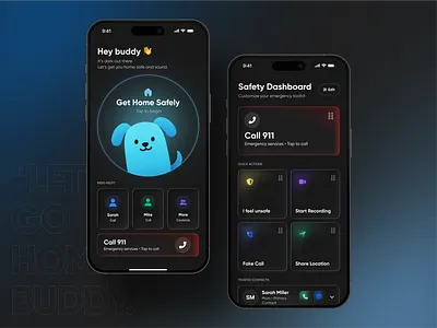 App which helps you get home safely at night app branding get to home logo safety ui
