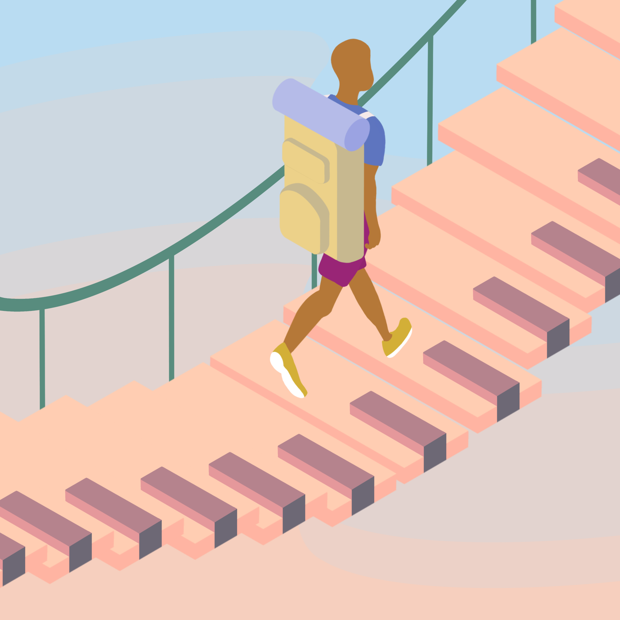 Trust The Process 3d 3d illustration art artwork bridge design design concept digital art digital illustration graphic design illustration isometric isometric art isometric illustration mental health pastel self care trust the process walking bridge warm