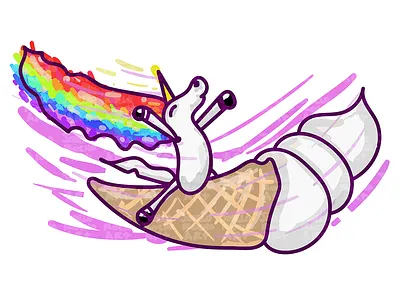 Unicorn Rainbow Riding Ice Cream Cone joyful