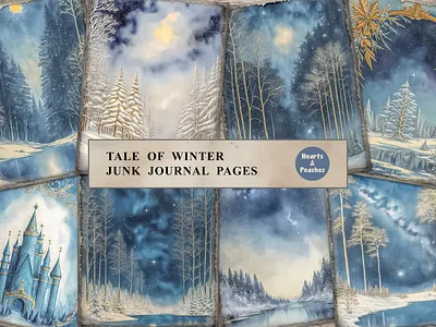 Tale of Winter Junk Journal Pages design digital art digital download digital illustration fairy tale winter graphic design illustration junk journal page printable junk journal printable magical winter nordic winter printable printables scrapbook page vintage ephemera vintage illustration watercolor winter crafts winter junk journal pages winter wonderland