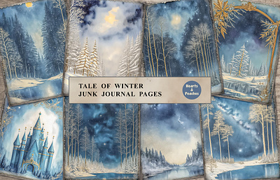 Tale of Winter Junk Journal Pages design digital art digital download digital illustration fairy tale winter graphic design illustration junk journal page printable junk journal printable magical winter nordic winter printable printables scrapbook page vintage ephemera vintage illustration watercolor winter crafts winter junk journal pages winter wonderland