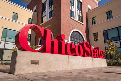 Chico State monument sign branding environmental design typography