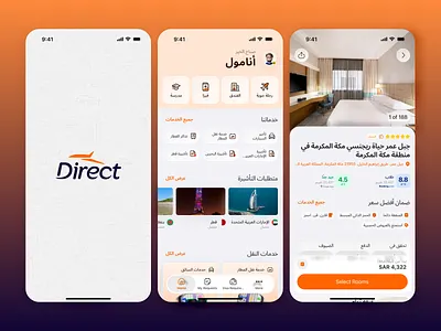 Arabic Travel App Design (DirectKSA) app apple glass arabic design directksa mobile rtl saudi arab travel app ui ux