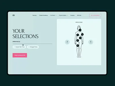 Medical Spa & Beauty Studio — Tool for Self-Assessment beauty beauty services beauty studio booking clinic cosmetologist cosmetology design graphic design illustration medspa ui