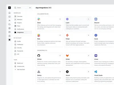 App Integrations product design