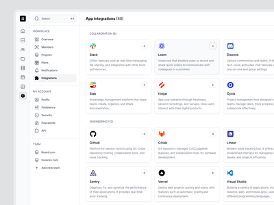 App Integrations product design