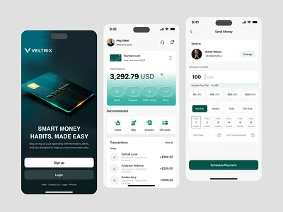 Veltrix - Mobile Fintech App app design banking design finance fintech fintech app fintech design interface mobile mobileapp money product design ui ui design uiux ux