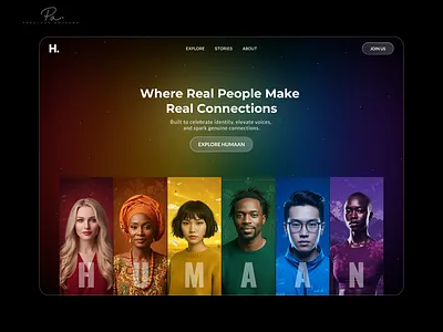 HUMAAN - Landing Page ai artificial intelligence dark mode design diversity impact landing page lgbtq product design rainbow social social media social network ui ux website