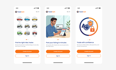 Onboarding Screens airplane app bike bus business car entrepreneur graphic design login mobile app mobile ui onboarding product design seamless ship signup ui