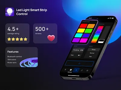 LED Light Smart Strip Control App – Mobile UI for Smart Home Dev app app design ios app mobile design product design ui uxui