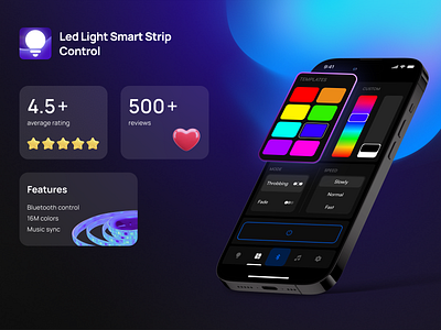 LED Light Smart Strip Control App – Mobile UI for Smart Home Dev app app design ios app mobile design product design ui uxui