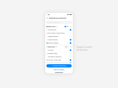 Customize your service list app design ui ux