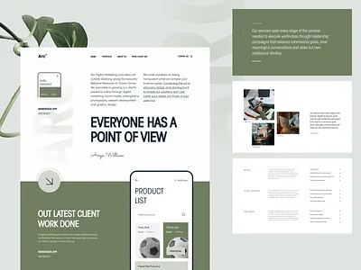 Arc - Digital Marketing Landing Page 12 grid clean design editorial green grid grid system heavy text landing page paragraph website whitespace