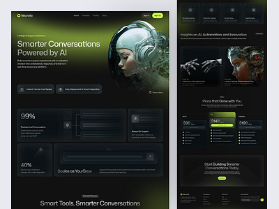 AI Futuristic Website ai ai assistant artificial intelligence chat bot cyber design futuristic gpt landing page network robot technology ui ux website