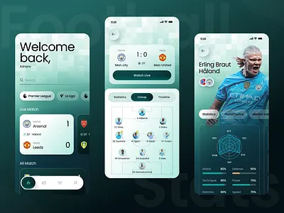 Football Live Score App UI clean dashboard design football live match soccer sport sports typography ui ux whitespace workout