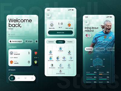 Football Live Score App UI clean dashboard design football live match soccer sport sports typography ui ux whitespace workout