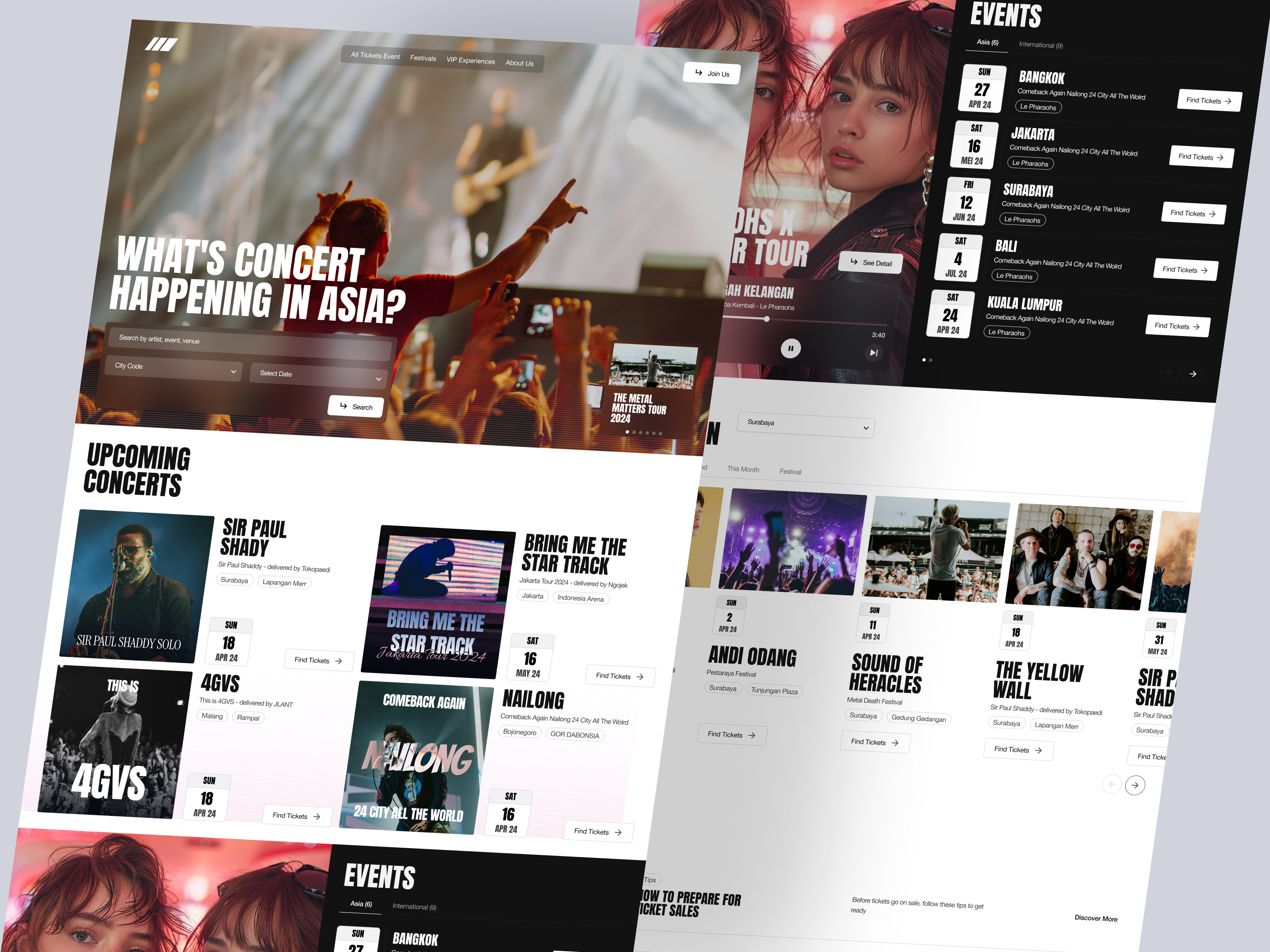 Mello – Concert & Event Booking Platform clean interface clean layout concert platform creative agency dark theme entertainment design event booking ui event landing page event website festival website live music minimal design modern ui music ticket booking ui uiux design ux ui design web design website