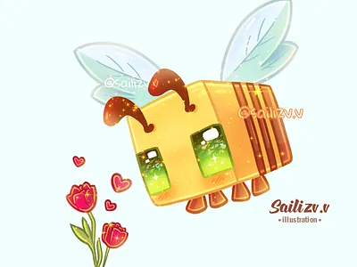 Fanart Abejita Minecraft by sailizv.v adorable adorable lovely artwork concept creative cute art design digitalart illustration