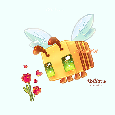 Fanart Abejita Minecraft by sailizv.v adorable adorable lovely artwork concept creative cute art design digitalart illustration