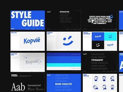Kopvié - Style Guidelines animation blue brand brand guidelines brand identity branding coffee coffee shop design graphic design habito hatypo illustration logo logo design mascot motion graphics style guidelines visual guidelines visual identity