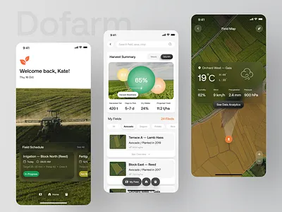 Dofarm - Agriculture App agriculture agricultureapp app app design bento card farm field home logo monitoring splashscreen ui design