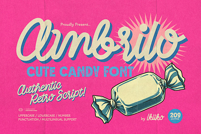 Ambrilo - Cute Candy Font branding candy cover cute fancy font fonts fun logo monoline packaging playful poster retro script typeface typo typography vintage