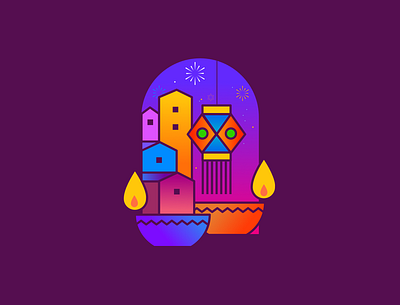 🪔 D I W A L I ✨ digital festivalofindia flatcolors illustration india minimalistic vector