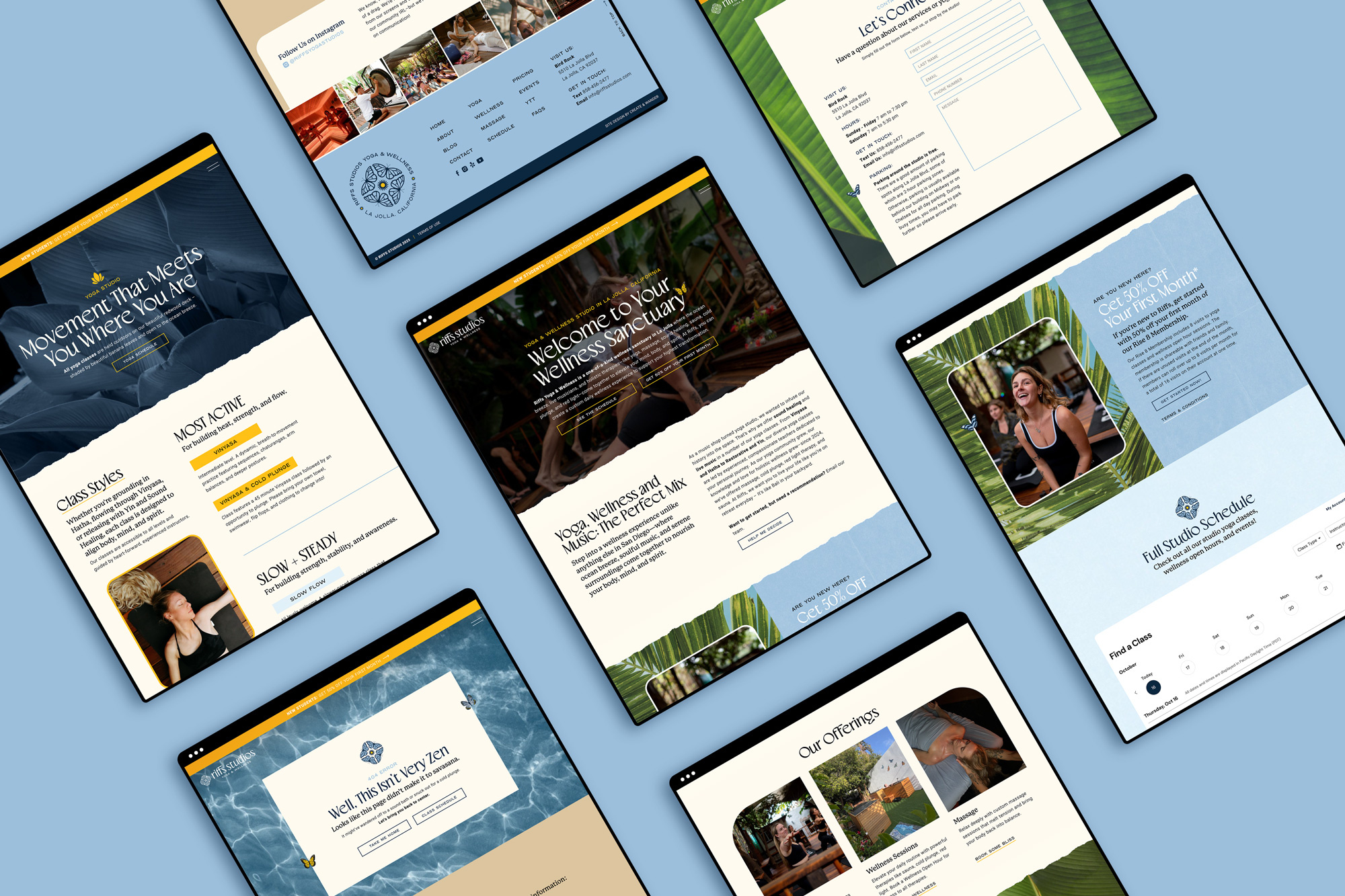 Riffs Yoga & Wellness Brand + Showit Website Design brand design branding design graphic design illustration logo typography ui ux vector web design website