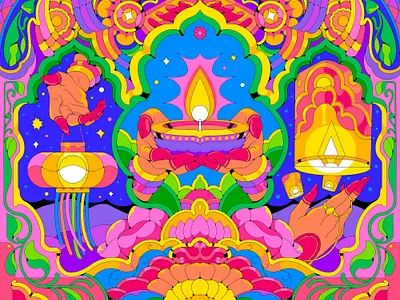 Diwali Knot wrap for Lush art design diwali illustration knotwrap sajid
