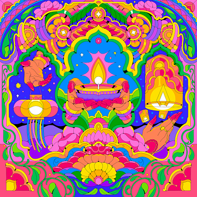 Diwali Knot wrap for Lush art design diwali illustration knotwrap sajid