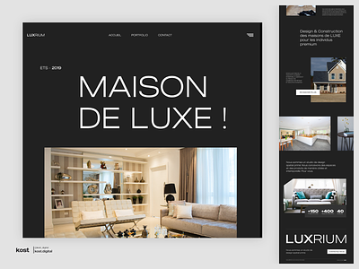 LuxRium - design d'intérieur | Webdesign design studio kost digital landing page ui design web design