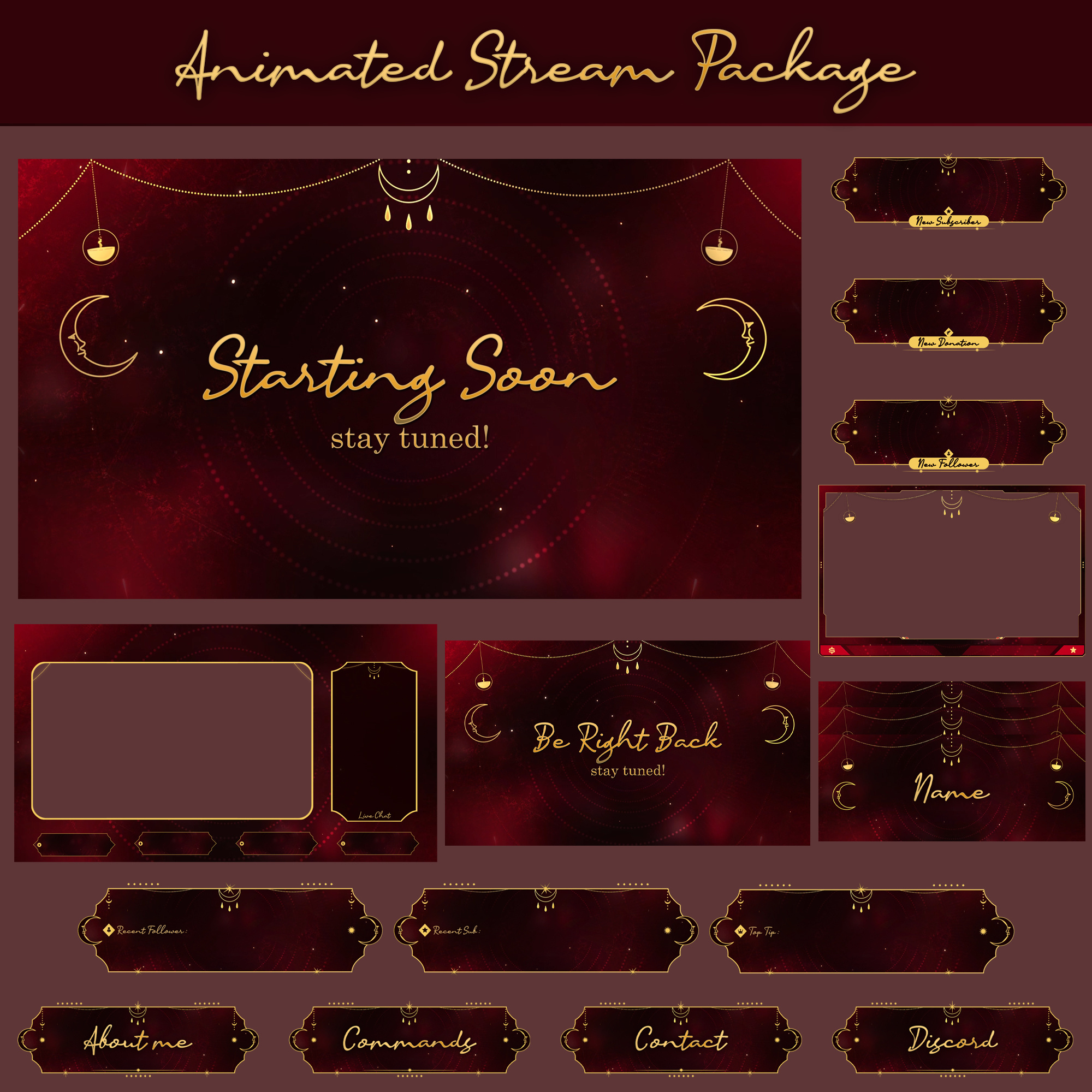 Mystic Night Stream Overlay I Twitch Overlay animated stream pack facecam frame gaming overlay just chatting overlay kick overlay live stream design live stream overlay obs overlay starting soon screen stream package stream panels stream screens streaming graphics streamlabs overlay twitch alerts twitch overlay twitch stream pack vectorkingstudio vtuber overlay youtube overlay