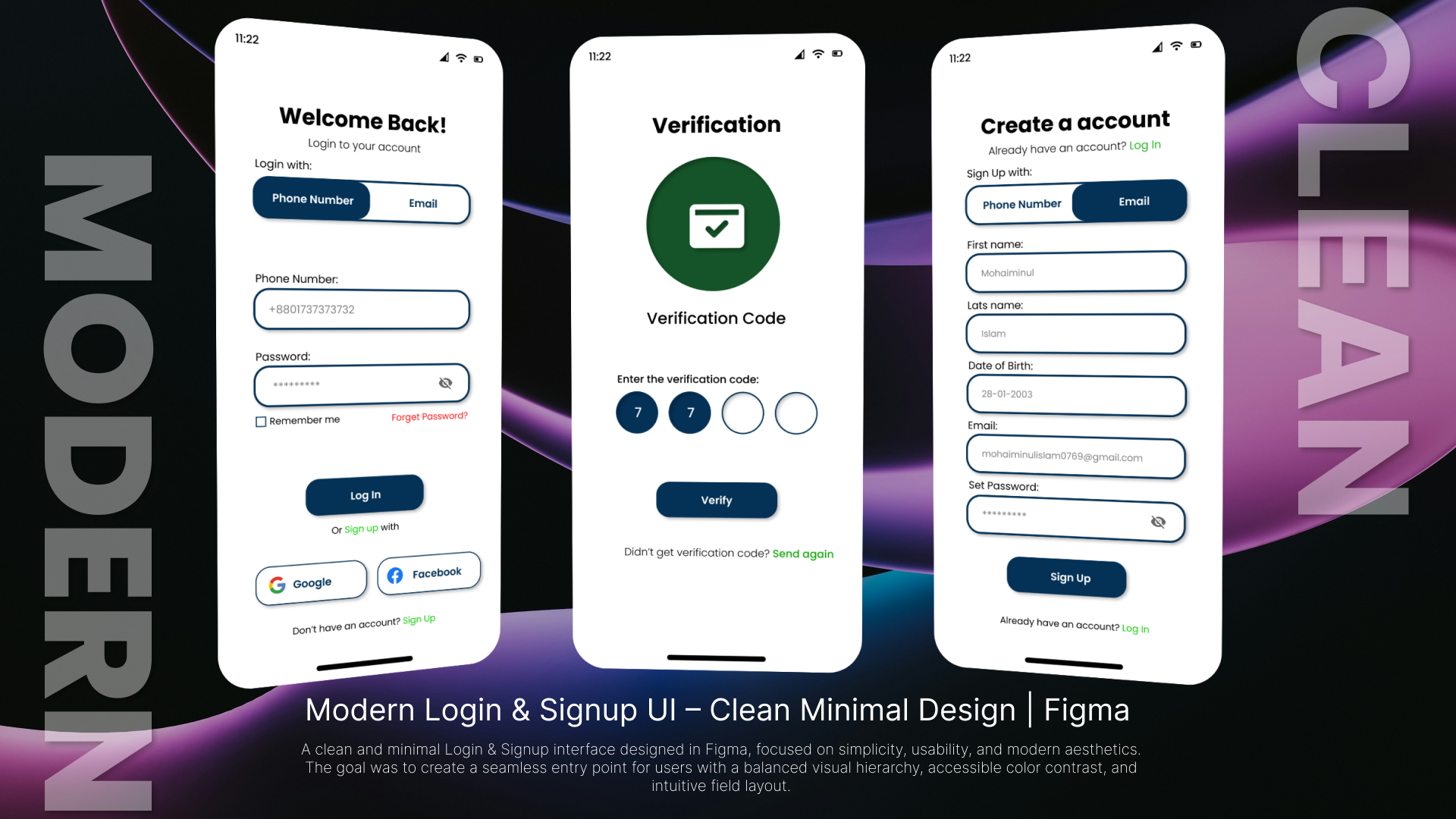 Modern Login & Signup UI – Clean Minimal Design | Figma app design typography ui ux