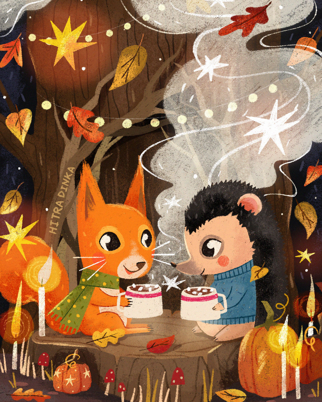 Autumn Tea Party🍂 animals art autumn autumnart bookillustration cartoon characterdesign childrenillustration conceptart cozyart cute art digital digitalart friends illustration illustration procreate tea time woodland
