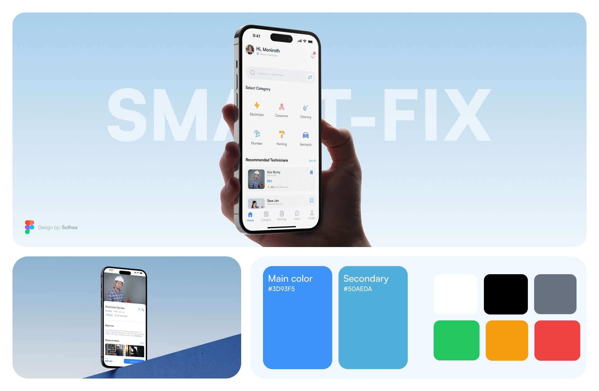 Smart-Fix | Mobile App (Case study UX/UI) Design case study uiux figma mobile app sothea ui cambodia ui design uxui design