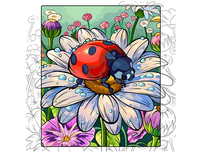 Ladybug Morning — Vector Illustration app art branding chidren childrenillustration design digital art flower graphic design illustration kids ladybug natureart vector vectorart vectorillustration