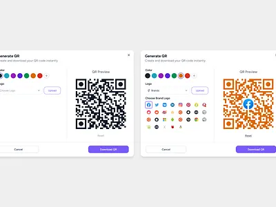 Generate QR popups ui ux