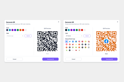 Generate QR popups ui ux