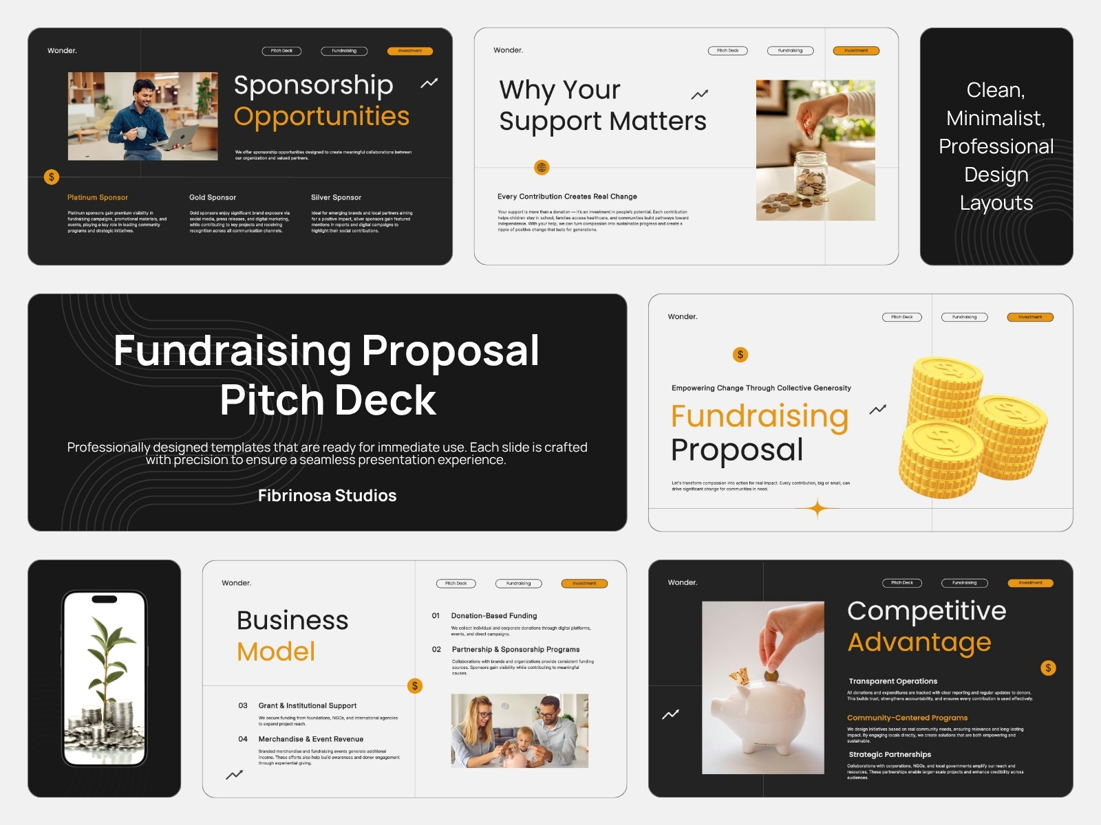 3D Animated Fundraising Deck 3d animated slides animation bento branding business fibrinosa finance fundraising minimalist deck money morph pitch pitch deck presentation templates proposal sales deck template transition website