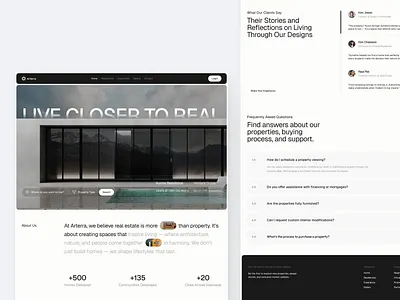 Arterra — Real Estate Landing Page clean enviroment future house landing page living minimalism modern property real estate spaces ui ux