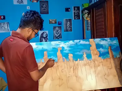 Canvas Painting at My Room advertising art artist branding canvas design fineart graphic design illustration modernart sinhala sri lanka vector