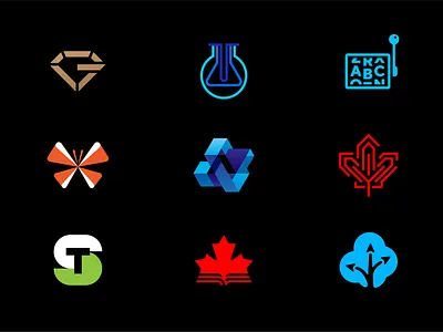 Logos for sale. arrows branding butterfly diamond graphic design identity lab leaf logo maple mark tube