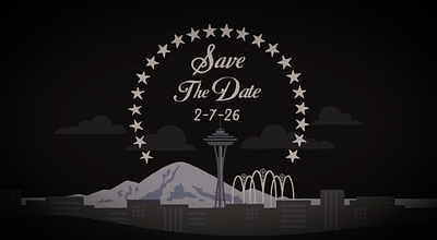 Paramount Save The Date 2d after effects animation antique dust and scratches frame by frame logo animation logo id logo ident mograph motion graphics mt. rainier pacific northwest pacific science center parallax paramount rotoscope save the date space needle vigette