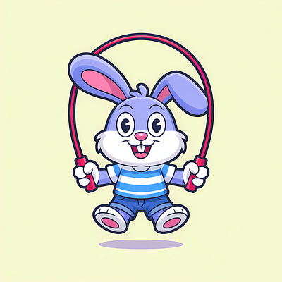 Cute bunny cartoon character animal bunny cartoon character cute fitness happy health illustration kids mascot rabbit skipping sport