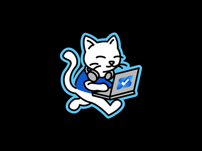 Developer Cat blue branding cat cat logo design developer graphic design illustration illustrator laptop logo minimal