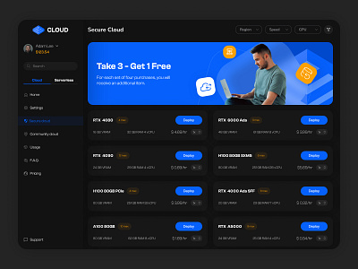 GPU Cloud Platform Dashboard branding dark mode dashboard data ui design interfacedesign productdesign saasdesign ui visualdesign webappui webdesign